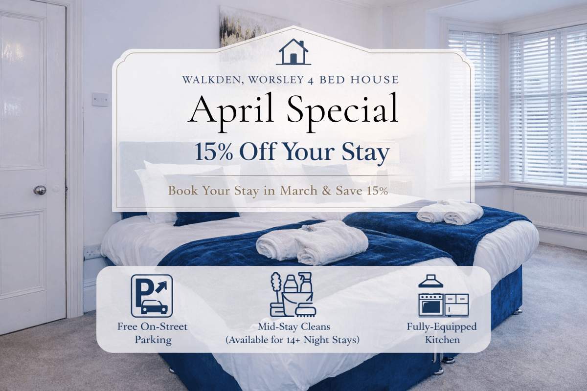 Walkden, Worsley 4 Bedroom House w/ Free Parking